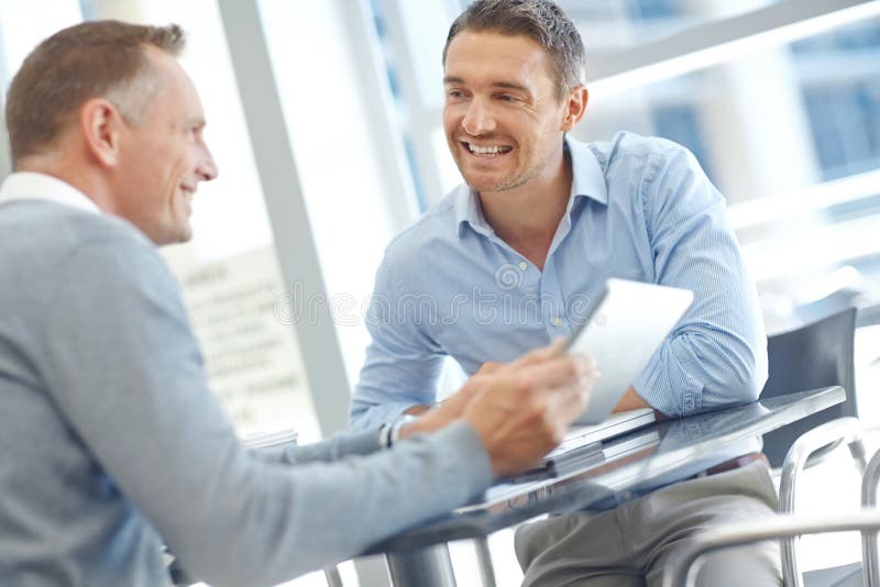 Corporate, teamwork or businessmen with tablet in office building for business deal, economy or invest growth. Finance royalty free stock photos