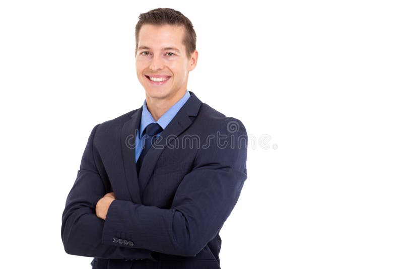 Corporate worker arms folded stock image