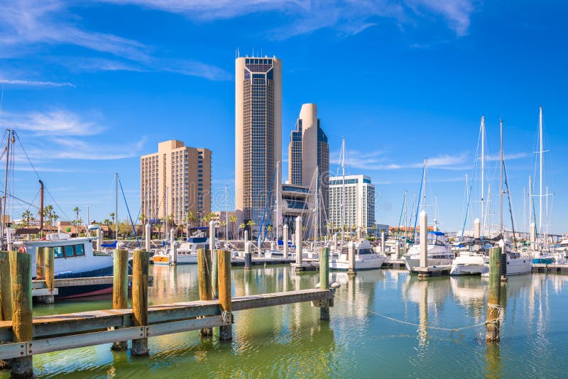 Corpus Christi, Texas, USA skyline on the bay in the day. Corpus Christi, Texas, USA skyline on the bay in the day