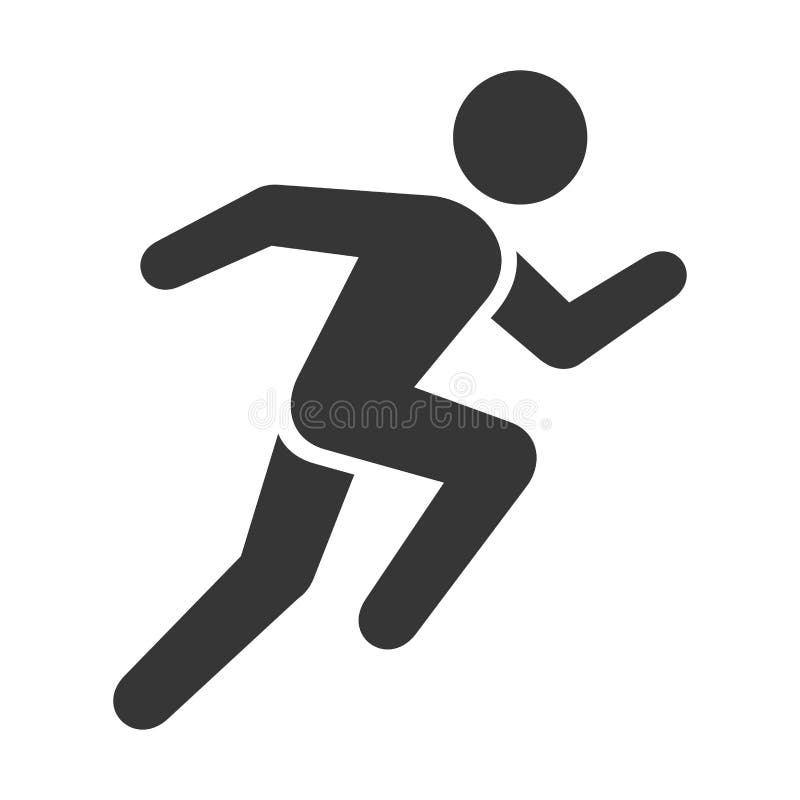 Corra o ícone Homem Running no fundo branco Vetor