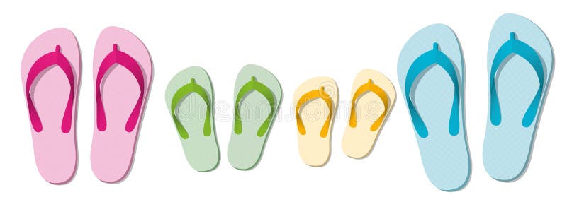 Correas del día de fiesta de la playa de la familia de las sandalias ilustración del vector Correas del día de fiesta de la playa de la familia de las sandalias ilustración del vector
