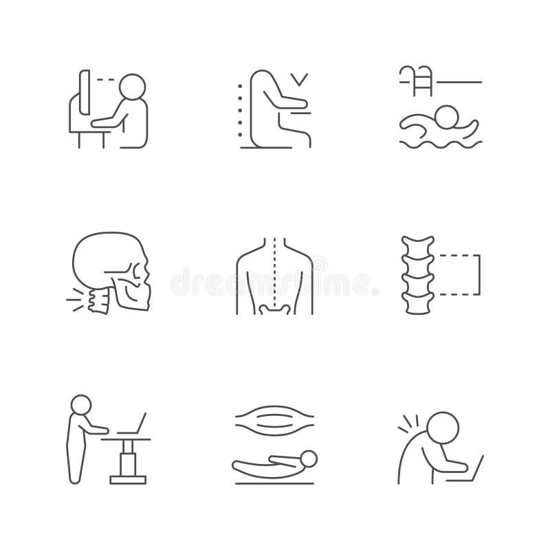 Sitting Posture Neck Pain Stock Illustrations – 295 Sitting Posture ...