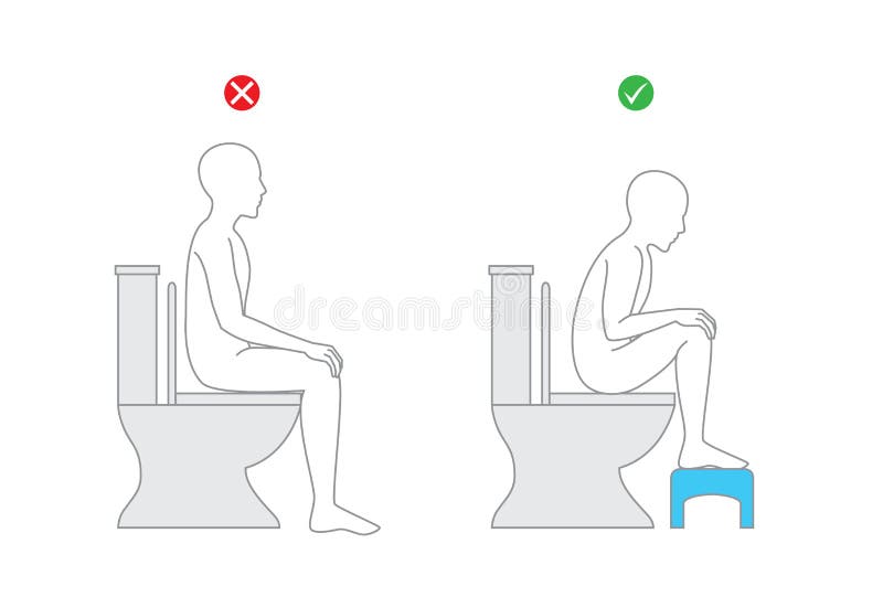 Correct posture when sitting on toilet seat for healthy. royalty free illustration Correct posture when sitting on toilet seat for healthy. royalty free illustration