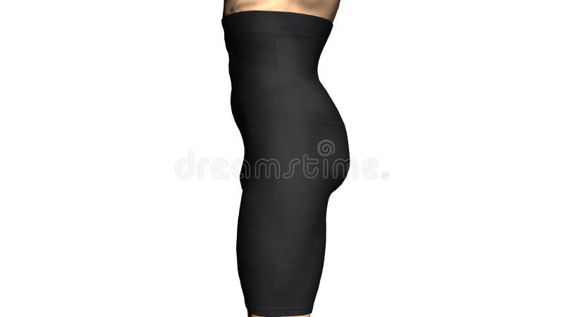 Corrective action of the men`s compression shorts for weight loss. 3d animation.