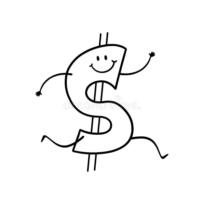 Corredor do personagem de banda desenhada do sinal de dólar ilustração stock Corredor do personagem de banda desenhada do sinal de dólar ilustração stock