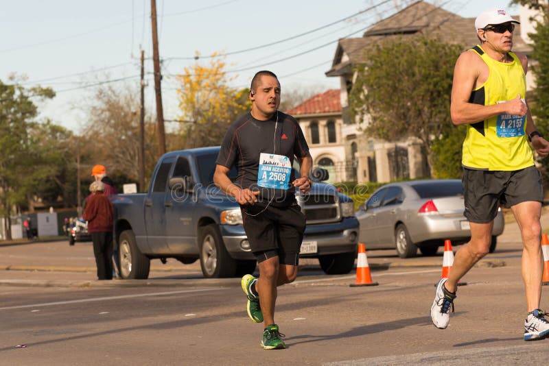 Corredores 2015 de maratón de Houston imágenes de archivo libres de regalías Corredores 2015 de maratón de Houston imágenes de archivo libres de regalías