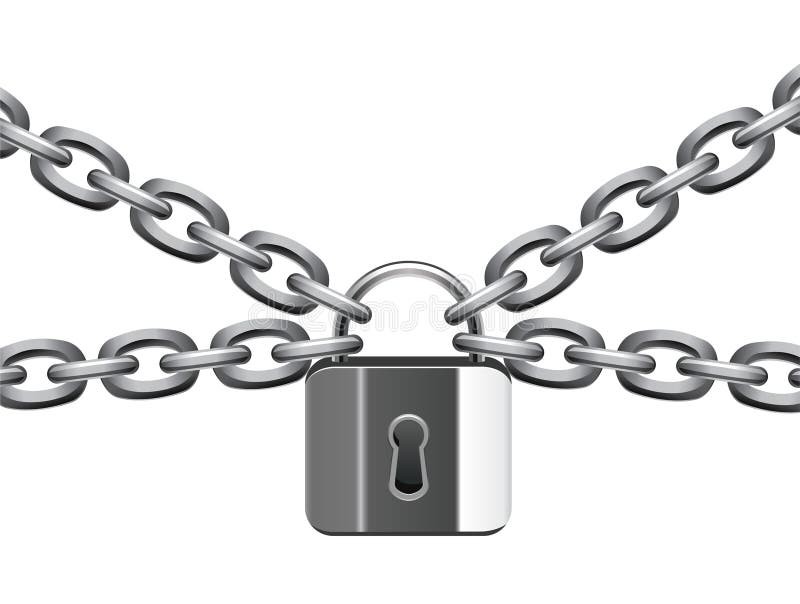 vector illustration of metal chain and padlock. vector illustration of metal chain and padlock