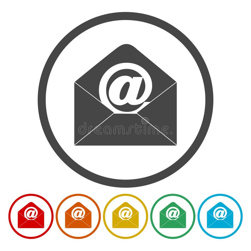 Correo electrónico, icono de Internet, iconos del vector fijados stock de ilustración Correo electrónico, icono de Internet, iconos del vector fijados stock de ilustración