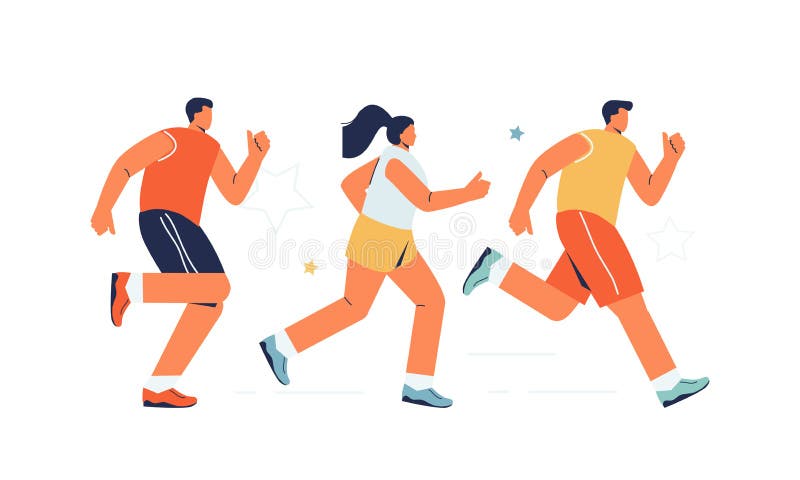 Correr Gente Maratón Vector De Carrera Ilustración del Vector - Ilustración  de aptitud, profesional: 208209359