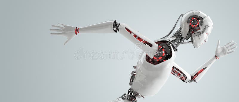 Correre degli uomini di androide del robot illustrazione di stock Correre degli uomini di androide del robot illustrazione di stock