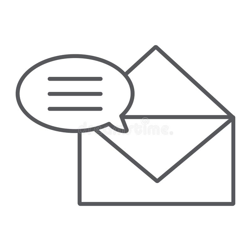 Correspondence thin line icon, email and mail, envelope sign, vector graphics, a linear pattern on a white background. vector illustration