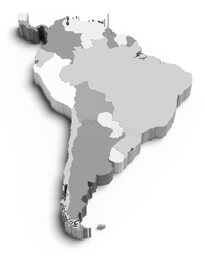 Correspondencia de 3D Suramérica en blanco