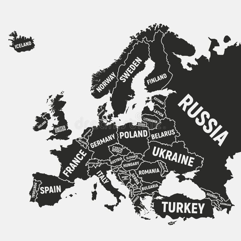 Correspondencia de Europa Mapa del cartel de Europa con nombres de país Fondo de Europa Ilustración del vector libre illustration Correspondencia de Europa Mapa del cartel de Europa con nombres de país Fondo de Europa Ilustración del vector libre illustration