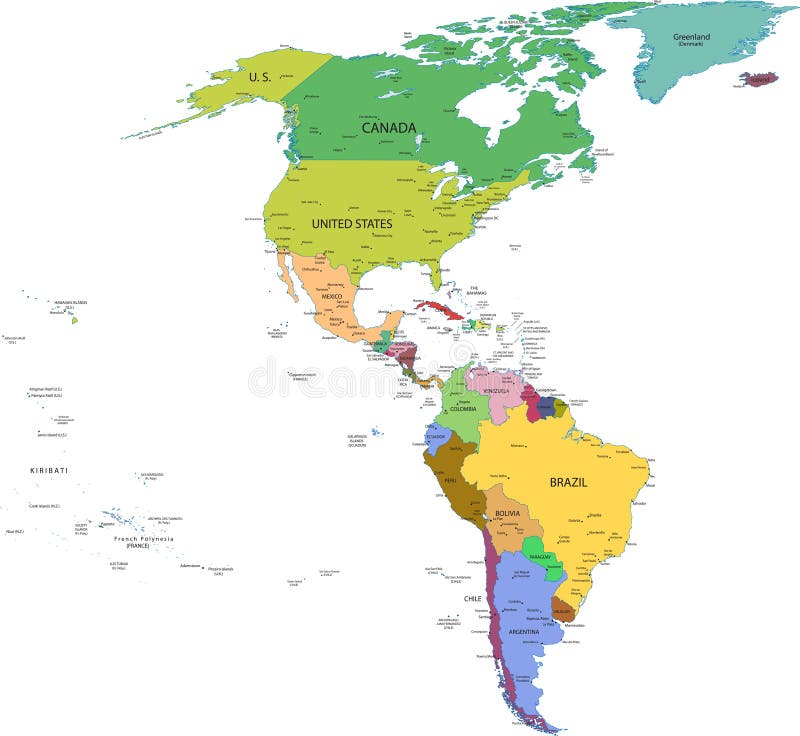 Correspondencia del sur y de Norteamérica con los países