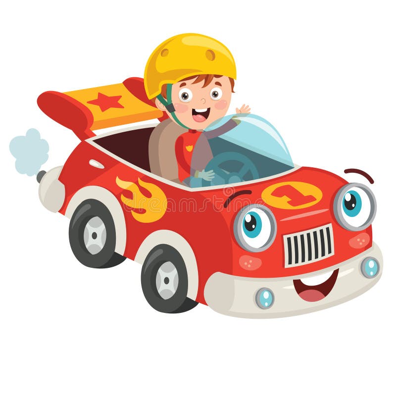 Corrida Infantil Com Carro Engraçado Ilustração do Vetor