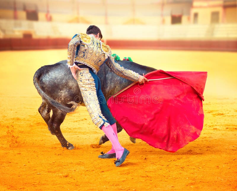 Corrida. Matador Fighting in a typical Spanish Bullfight. Corrida. Matador Fighting in a typical Spanish Bullfight