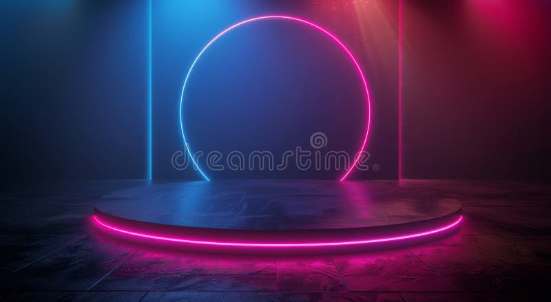 Corridoio neonato futuristico con luci blu e rosa fotografia stock libera da diritti