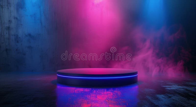 Corridoio neonato futuristico con luci blu e rosa fotografia stock libera da diritti