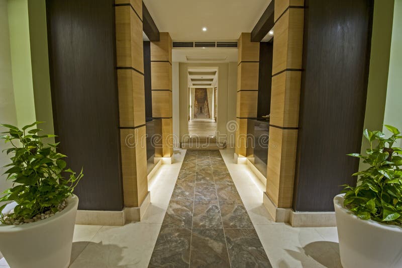 Corridor inside a luxury health spa