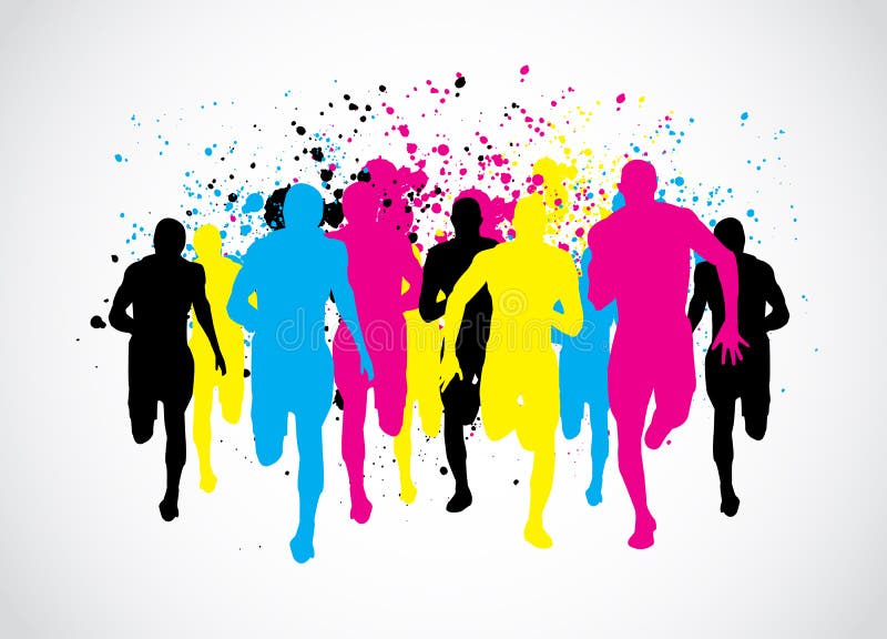Maratoneti CMYK illustrazione di stock