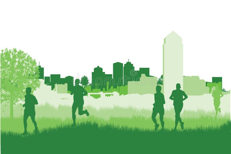Corridori in un campo illustrazione di stock
