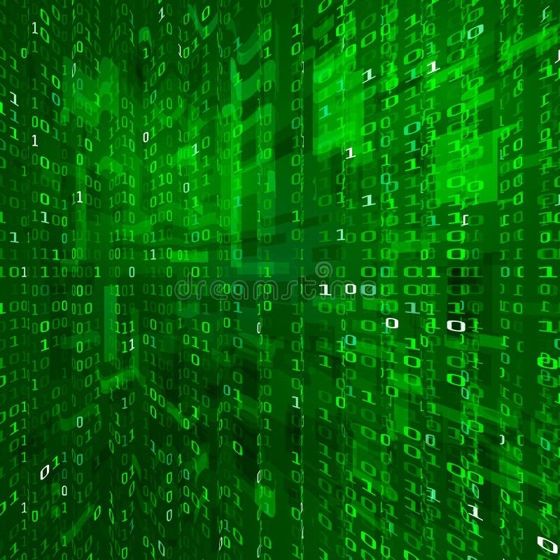 Corriente de la matriz Codificación de datos binarios Fondo de la tecnología del ciberespacio Textura de los números binarios Vec libre illustration