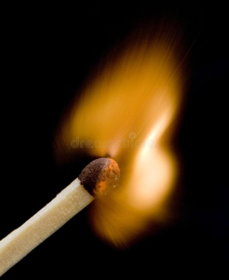 A macro shot of burning match head. A macro shot of burning match head
