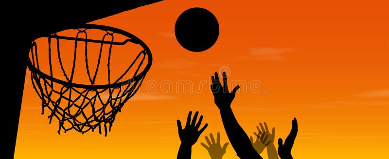 Corrispondenza di tramonto di pallacanestro royalty illustrazione gratis Corrispondenza di tramonto di pallacanestro royalty illustrazione gratis