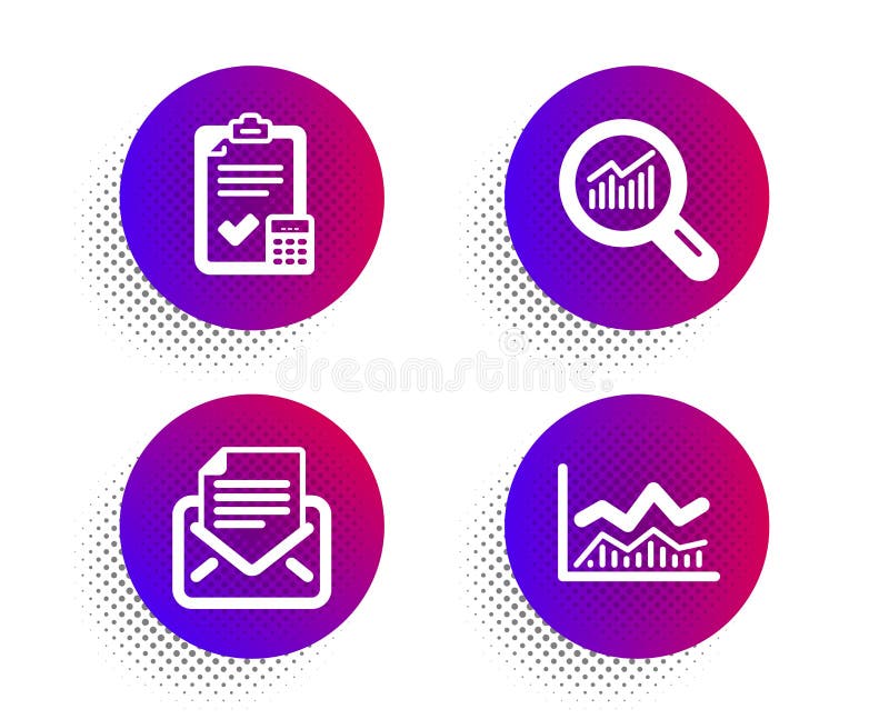 Corrispondenza posta, analisi dati e elenco di controllo contabile set di icone Segno di informazione commerciale Vettore royalty illustrazione gratis Corrispondenza posta, analisi dati e elenco di controllo contabile set di icone Segno di informazione commerciale Vettore royalty illustrazione gratis