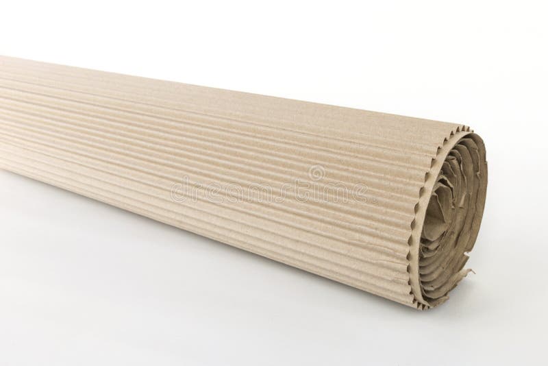 Roll of Corrugated Cardboard Isolated on White Background for
