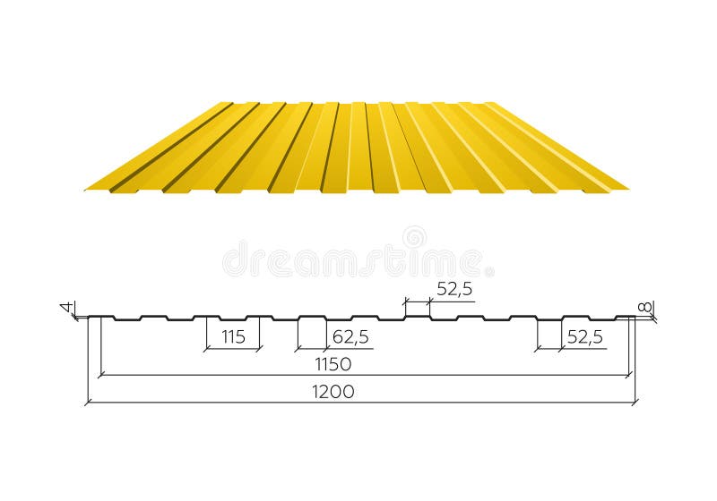 Corrugated sheets of metal stock illustration. Illustration of roofing -  30512657