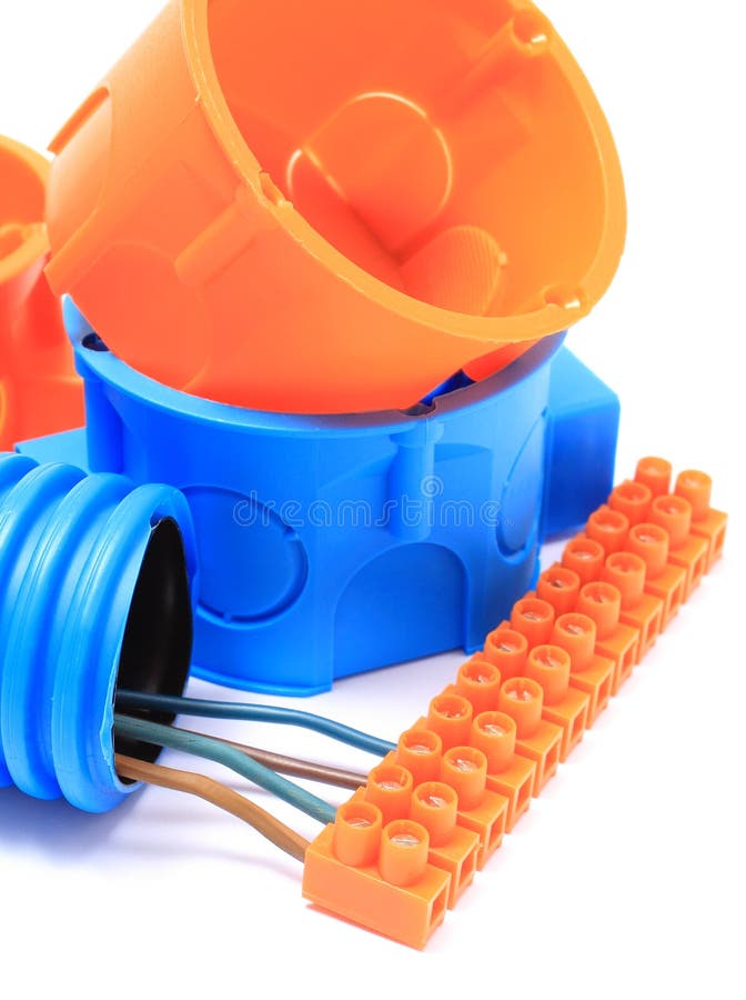 Corrugated Pipe, Electrical Box, Cable with Connection Block Stock