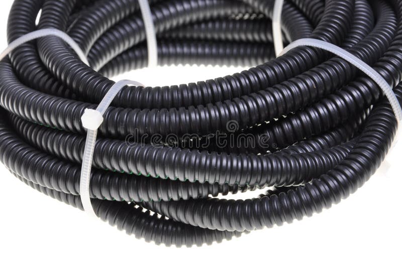 Corrugated Pipe for Electrical Cables Stock Photo Image of background