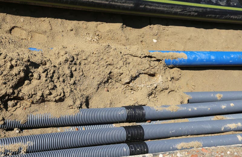Corrugated Pipes for Laying Electric Cables in the Excavation Stock