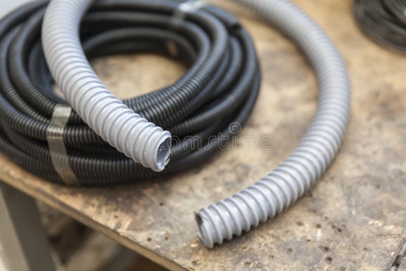 Corrugated plastic hose stock photo. Image of grey, circle 89597758