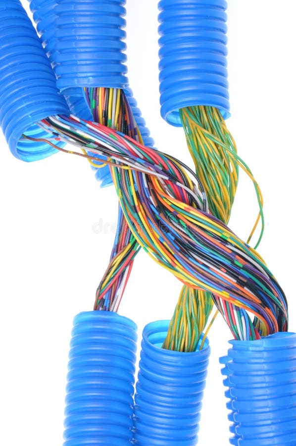 Corrugated Plastic Pipe with Electrical Cable Stock Image Image of