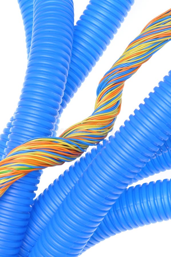 Corrugated Plastic Pipe with Electrical Cable Stock Image Image of