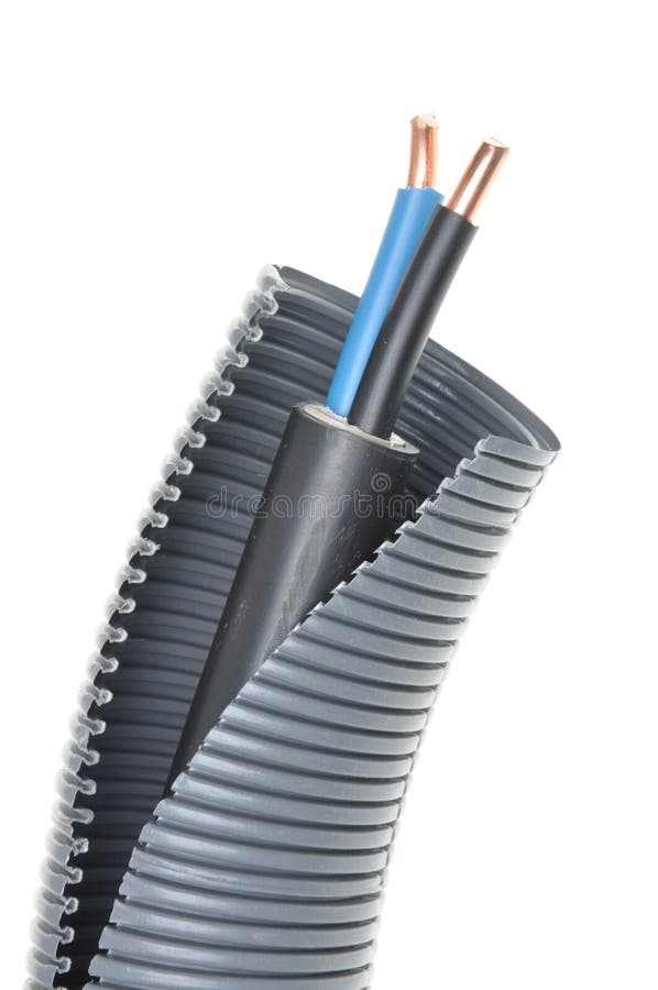 Corrugated Plastic Pipe with Electrical Cable Stock Image Image of