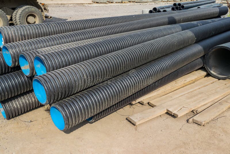Corrugated Water Pipes of Large Diameter Prepared for Laying Stock