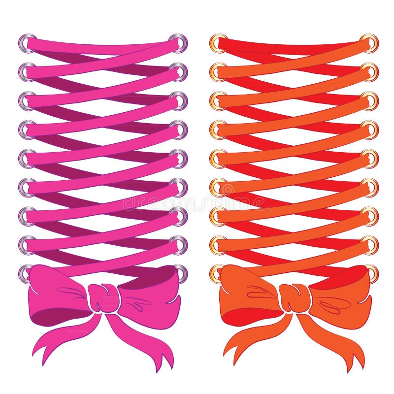 Corset Lacing, Pink and Orange. Print on Clothes. Stock Vector