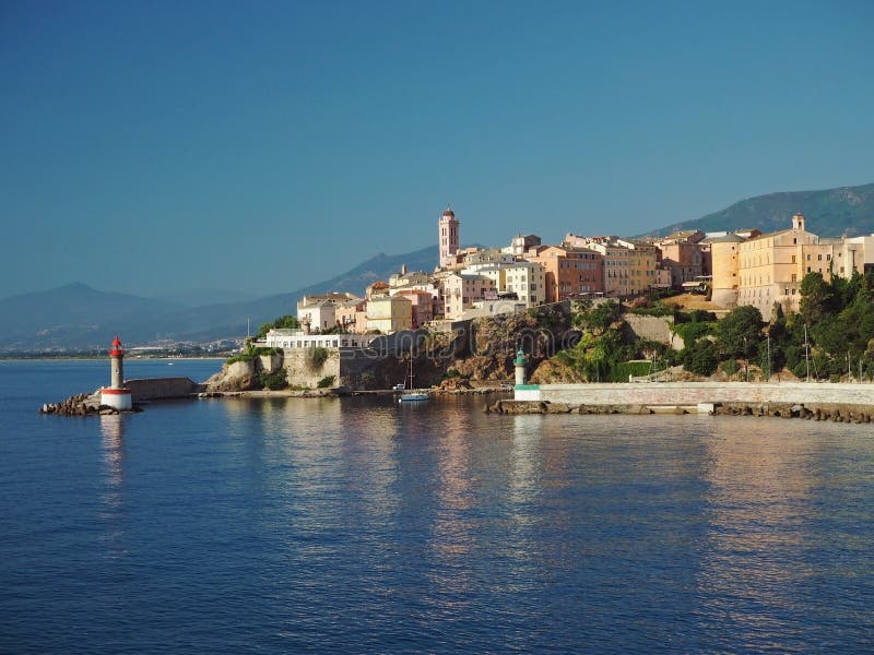 Corsica Bastia Port View from Sea on Harbor with Red and Green L Stock ...