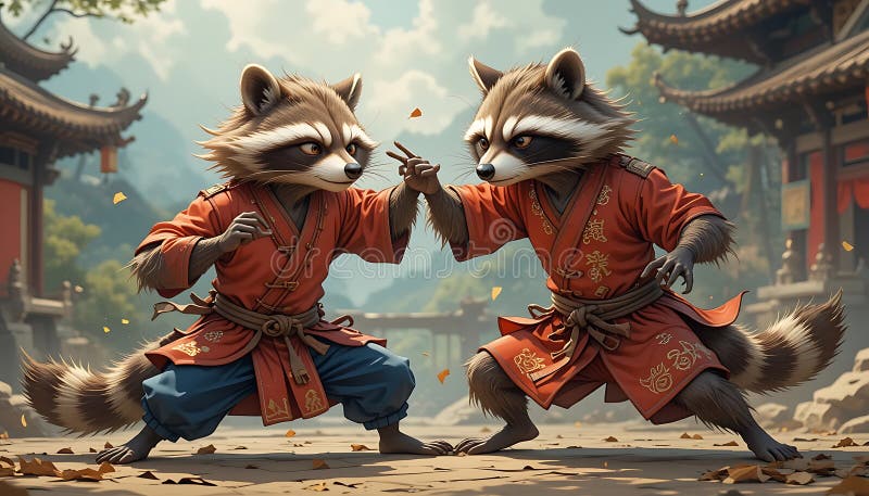 Corso di formazione sulle arti marziali in Temple Tradizionali Asiatiche illustrazione di stock