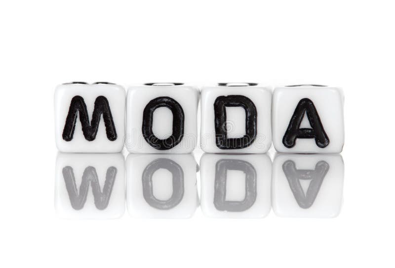Dados com letras a formar a palavra: moda fotos de stock