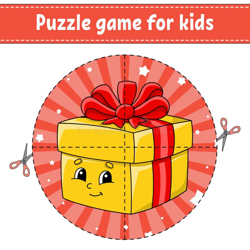 Cortar e jogar árvore redonda de quebra-cabeça quebra-cabeça lógico para  crianças página de atividades tema de natal