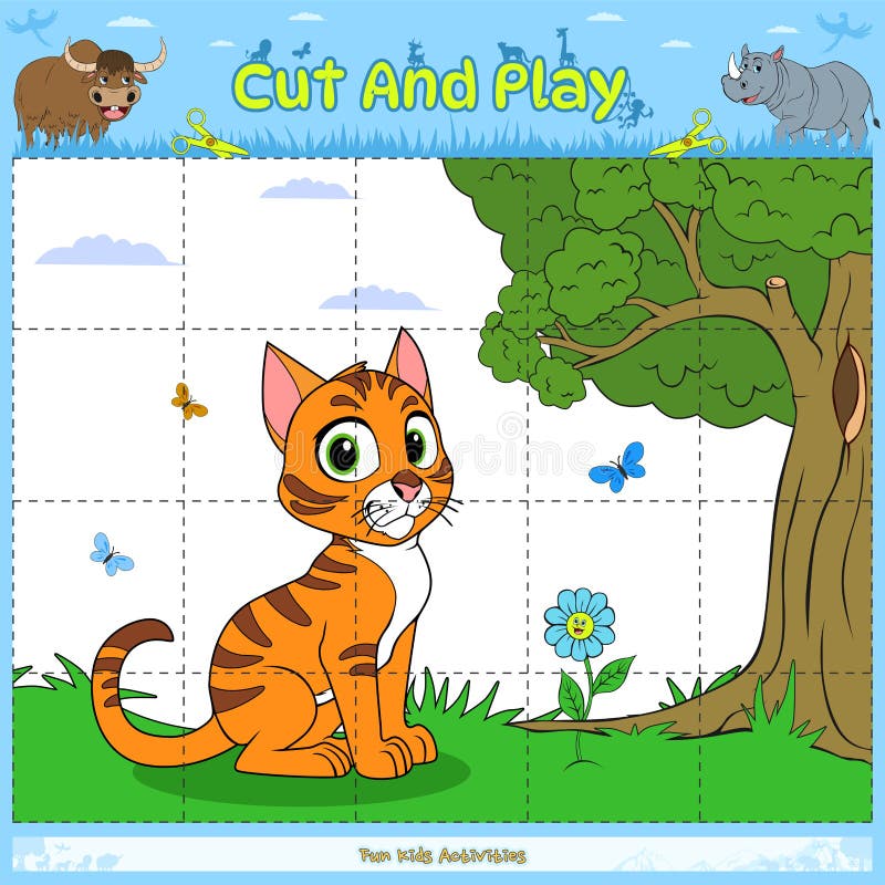 Corte E Jogue Um Jogo De Quebra-cabeças Para Crianças Leão Ilustração do  Vetor - Ilustração de fofofo, enigma: 262243826