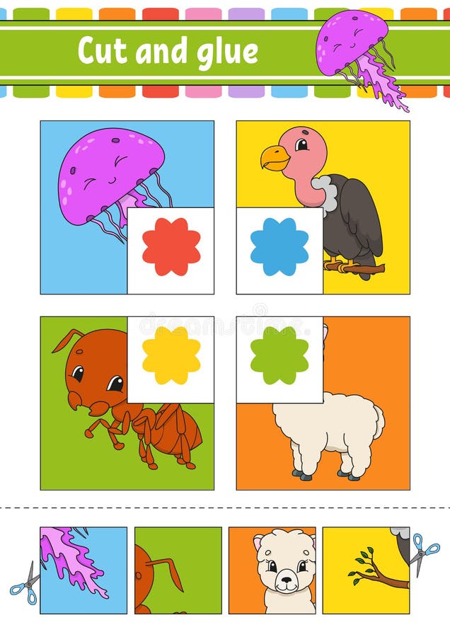 Corte e cole um jogo simples para crianças, um jogo de quebra-cabeça fácil  para crianças