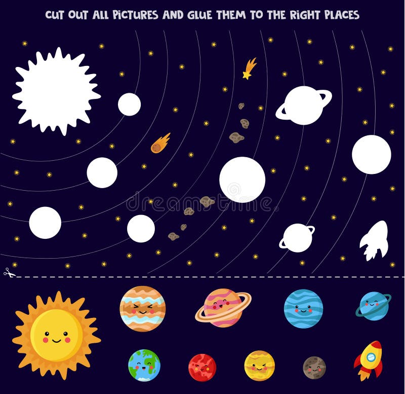 Corte Y Pegamento Juego Para Niños. Conjunto De Lindos Planetas Del Sistema Solar. Ilustración del Vector - Ilustración de corte, estrella: 218672002 Corte Y Pegamento Juego Para Niños. Conjunto De Lindos Planetas Del Sistema Solar. Ilustración del Vector - Ilustración de corte, estrella: 218672002
