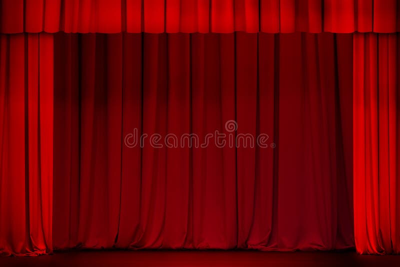 Red curtain on theater or cinema stage wide open. Red curtain on theater or cinema stage wide open