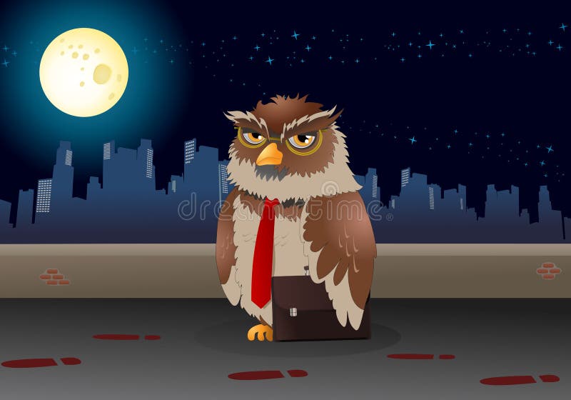 Download Coruja Do Negócio De Brown No Fundo Da Noite Ilustração Stock - Ilustração de noite, realização: 65579147