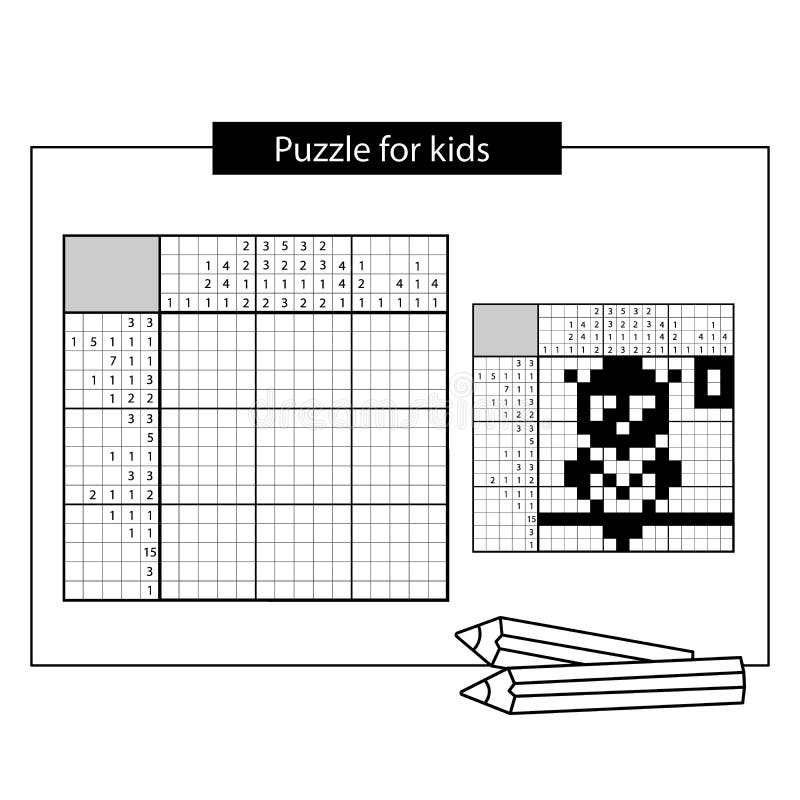 Puzzle de pintar por número (nonogram), jogo educacional para